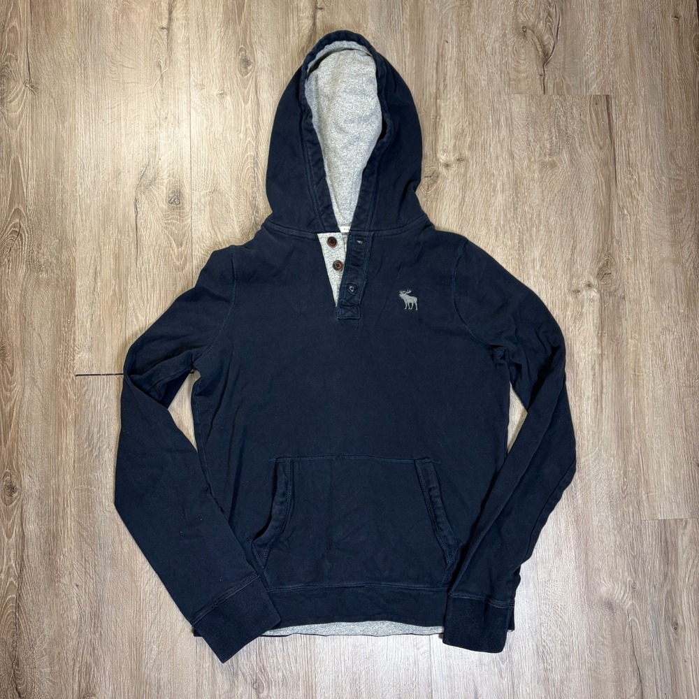 VTG Abercrombie Hoodie Muscle Navy Pullover XXL Long Sleeve Mens Y2K